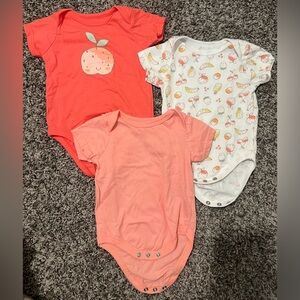 Adorable Peach and White Baby Bodysuit Trio